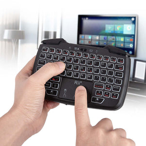 User holding a Wireless Mini Keyboard with ergonomic design for easy typing and USB connectivity.