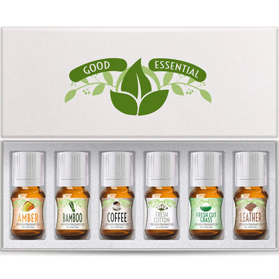 Good Essential Sweet Scents Fragrance Oil Set with six aromatic oils in a gift box.