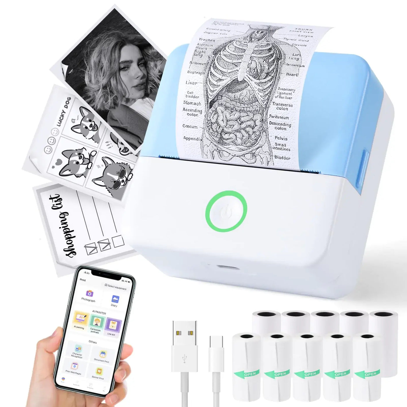 Thermal Mini Printer Portable Inkless Sticker Maker
