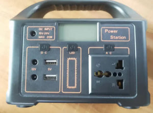 Camping Super Power Bank Power Station with USB ports and LED display for outdoor charging.