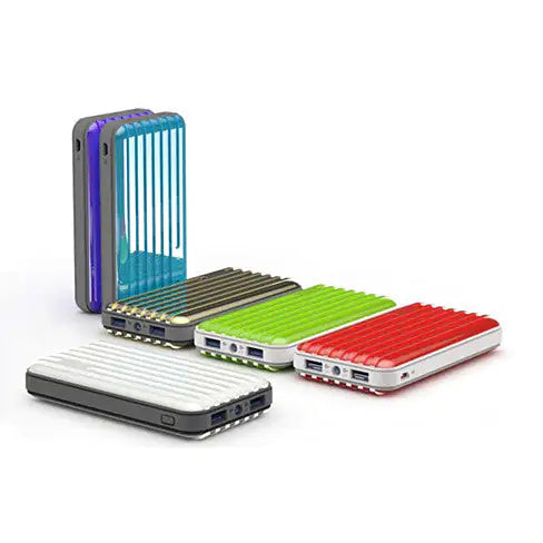 Colorful Power LUG Dual Port 12000mAh Powerbanks in various colors, designed for fast charging of all gadgets.