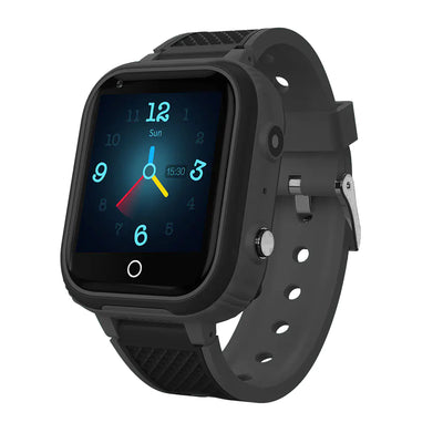 4G waterproof touch camera kids' smartwatch with colorful display and rubber strap.