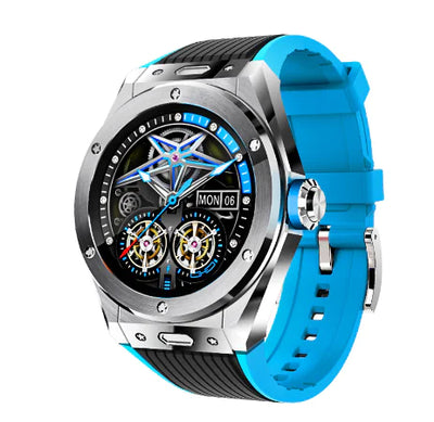 UrbanPulse smartwatch for men with stylish black and blue design, featuring advanced features for a modern lifestyle.